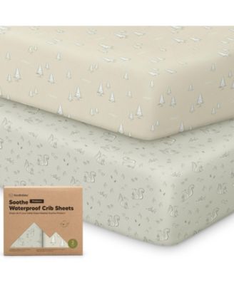 2pk Soothe Waterproof Fitted Crib Sheets for Girl, Boy, 100% Soft Cotton Crib Mattress Protector Sheet