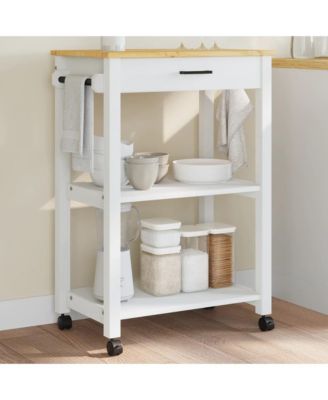 Kitchen Trolley MONZA 23.6"x15.7"x35.4" Solid Wood Pine