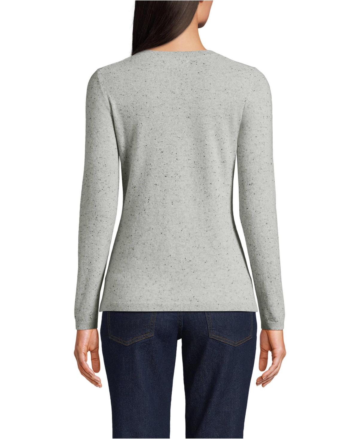 Lands' End Women's Tall Cashmere Sweater -black donegal