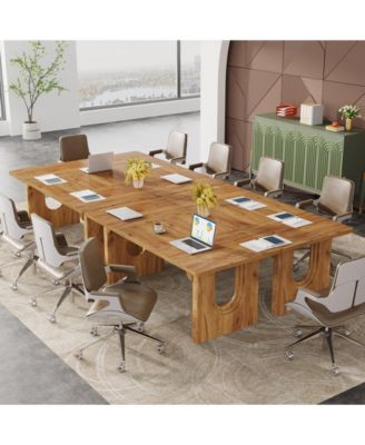 Modern Executive Desk, 70.9" Large Office Computer Desk, Conference Table Meeting Room Table,  Brown