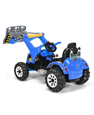 12V Battery Powered Kids Ride On Excavator Truck w/ Front Loader Digger