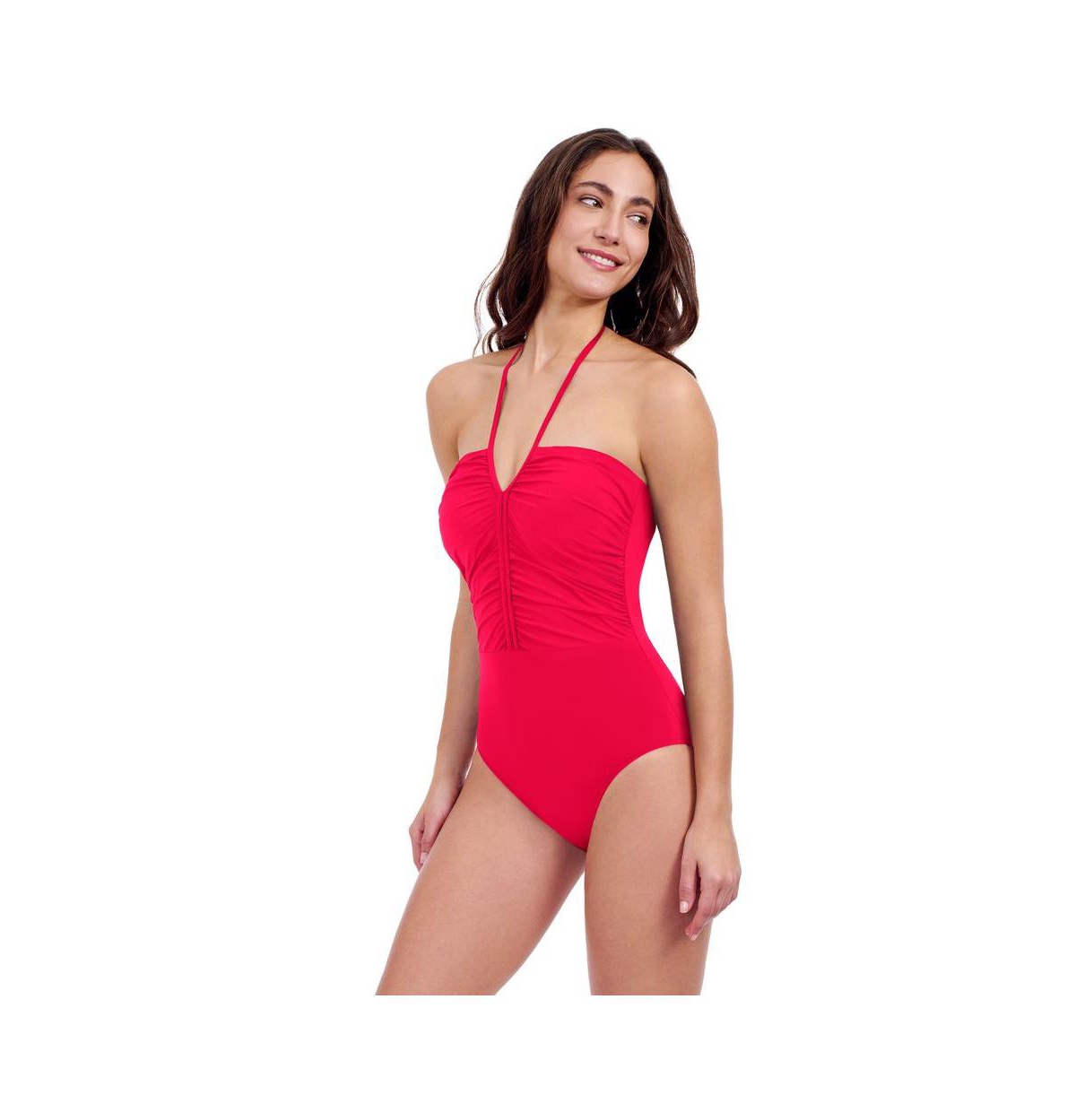 Profile by Gottex Women's Tutti Frutti Bandeau One Piece Soft Cups Tummy Control Adjustable Straps Convertible Straps