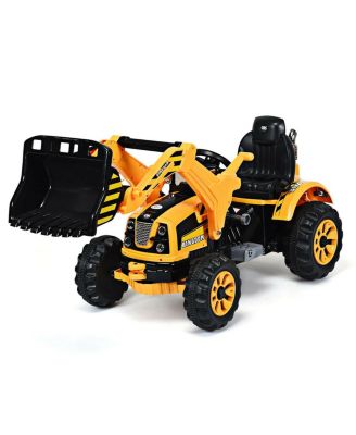 12V Battery Powered Kids Ride On Excavator Truck w/ Front Loader Digger