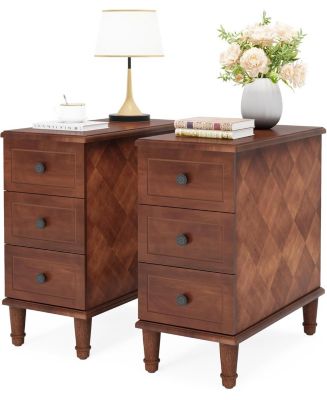 Tribesigns Solid Wood End Table, Fully Assembled Narrow Side Table with ...