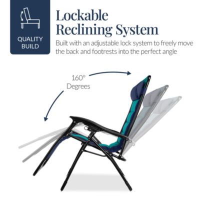 Oversized Padded Zero Gravity Chair, Folding Outdoor Patio Recliner w/ Side Tray
