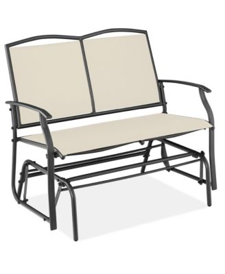 2-Person Outdoor Swing Glider, Steel Patio Loveseat, Bench Rocker with Armrests