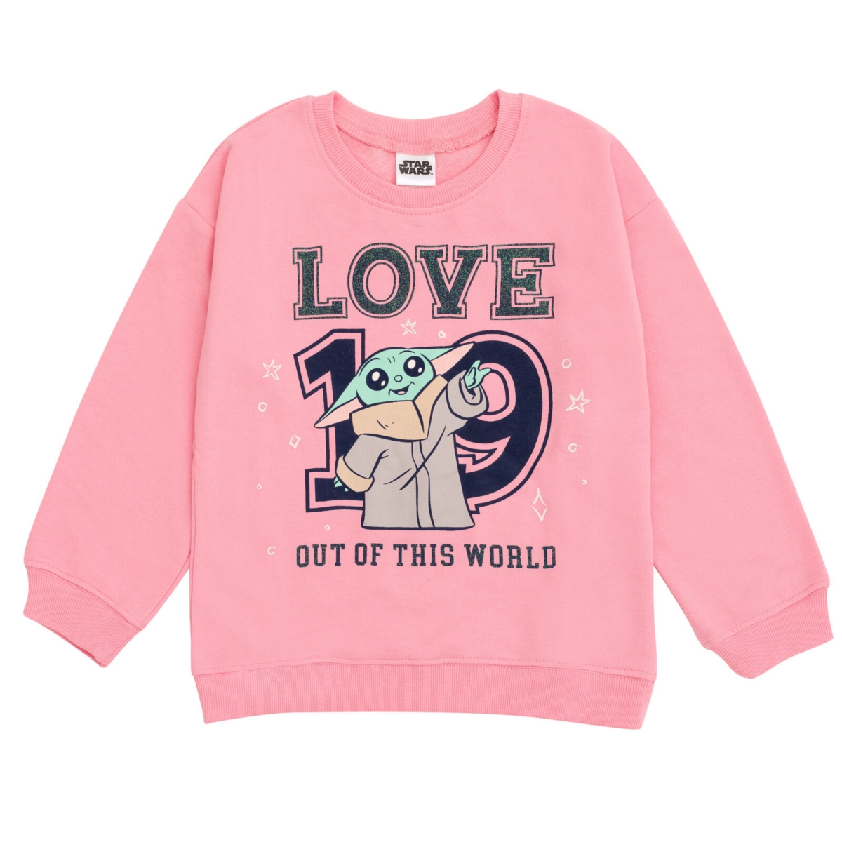 Star Wars Little Girls The Mandalorian Grogu Fleece Oversized Drop Shoulder Sweatshirt and Pleated Skirt