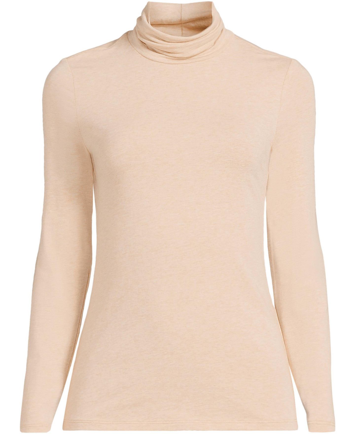 Женский топ Lands' End Tall Lightweight Jersey Long Sleeve Turtleneck, цвет: Пекан меланжевый — фото 2
