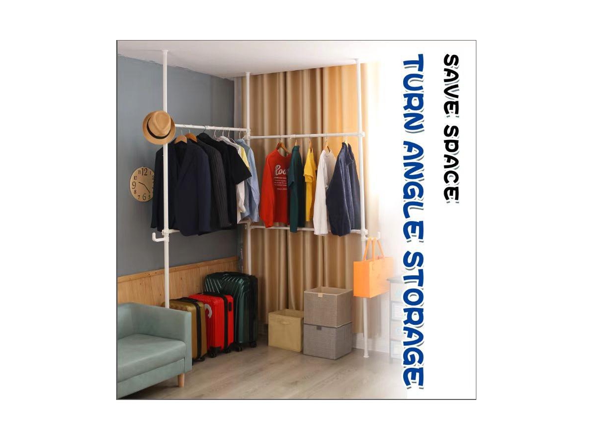 Slickblue Telescopic Garment Rack, Heavy Duty Design Movable Diy By Hand No Damage to Wall Ceiling Hanging Rail, 31-47in Wide Adjustable, 120 Kilogram
