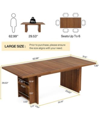 Farmhouse Dining Table for 6 to 8, 63-Inch Rectangular Wooden Kitchen Table with Storage, Industrial Dinner Table with Shelves
