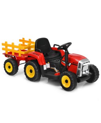12V Kids Ride On Tractor with Trailer Ground Loader w/ RC & Lights