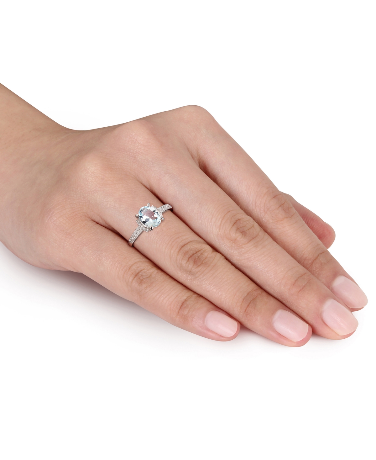 Macy's Morganite (1-1/7 Ct. T.w.) And Diamond (1/20 Ct. T.w.) Ring In 18k Rose Gold Over Sterling Silver (a In Aquamarine Silver