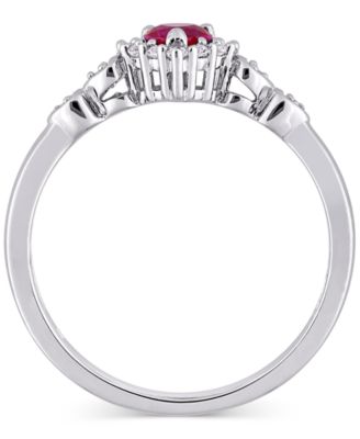 Lab-Grown Blue Sapphire (1/4 ct. t.w.), Lab-Grown White Sapphire (1/8 ct. t.w.), & Diamond Accent Heart Ring in Sterling Silver