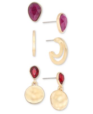 Style & Co - Gold-Tone 3-Pc. Set Pear-Shape Stone Earrings
