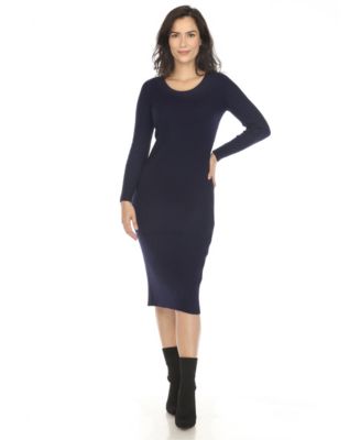 white mark women's sandrine embroidered sweater dress Sandrine Midi Dress in Brown Antelope Spot Black