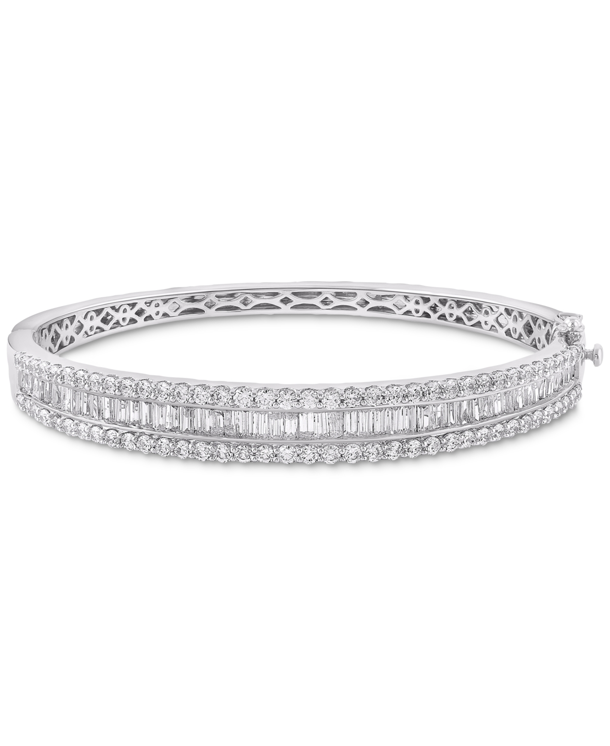 Diamond Baguette & Round Bangle Bracelet (5 ct. t.w.) in 14k White Gold - White Gold