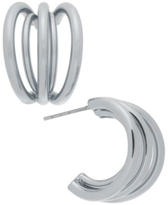 On 34th - Small Multi-Split C-Hoop Earrings, 0.78"