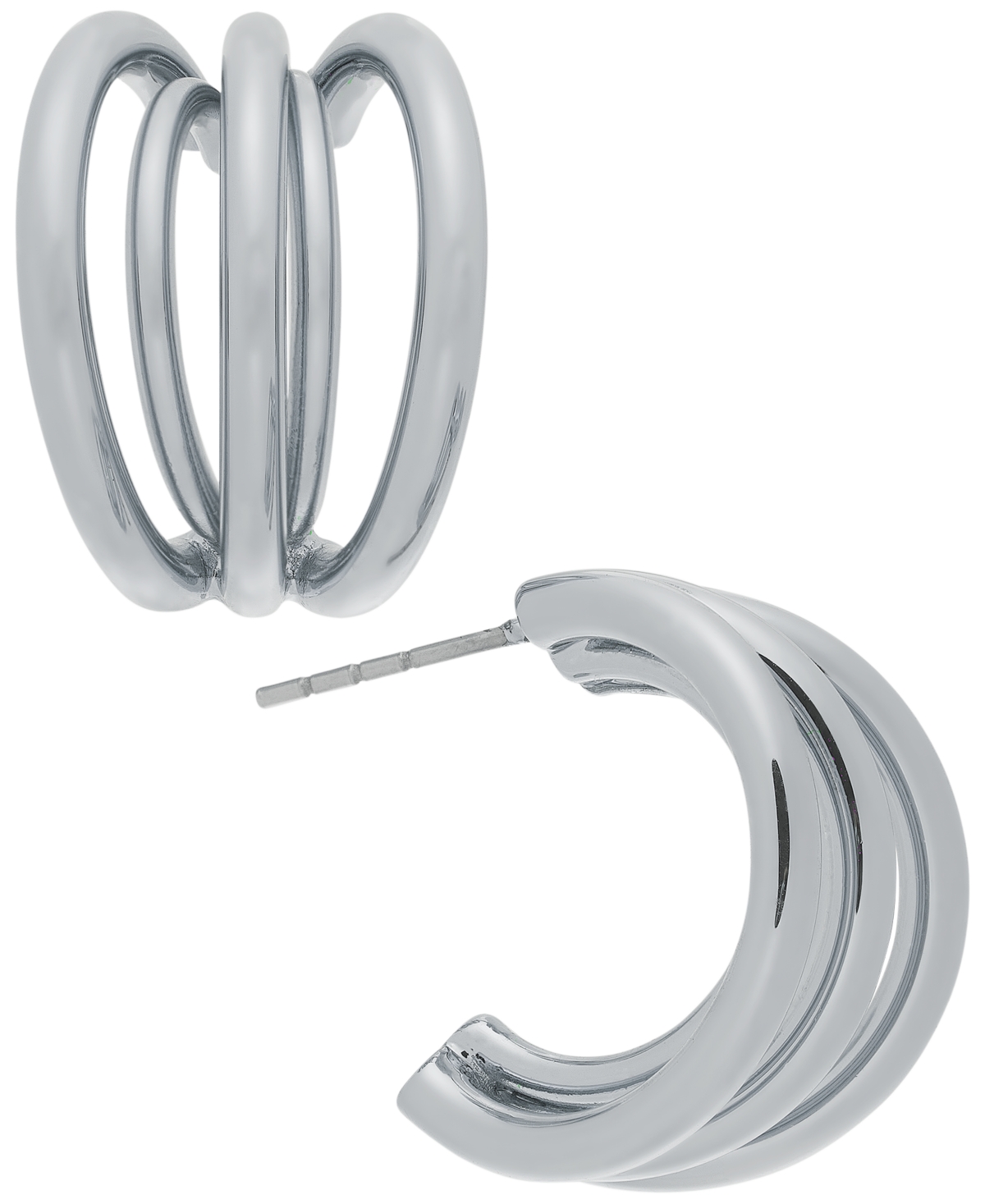 Small Multi-Split C-Hoop Earrings, 0.78", Created for Macy's - Silver