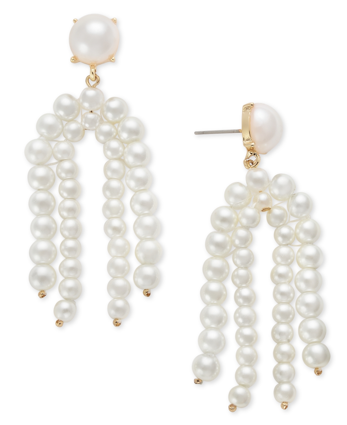 Gold-Tone Imitation Pearl Chandelier Earrings, Created for Macy's - White