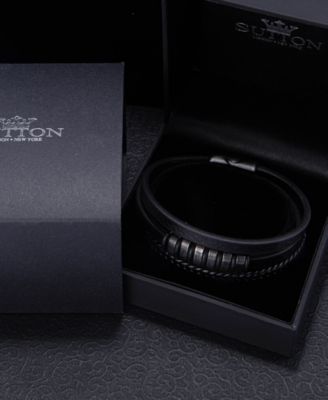 Urban Edge Leather Black Stainless Steel Bracelet
