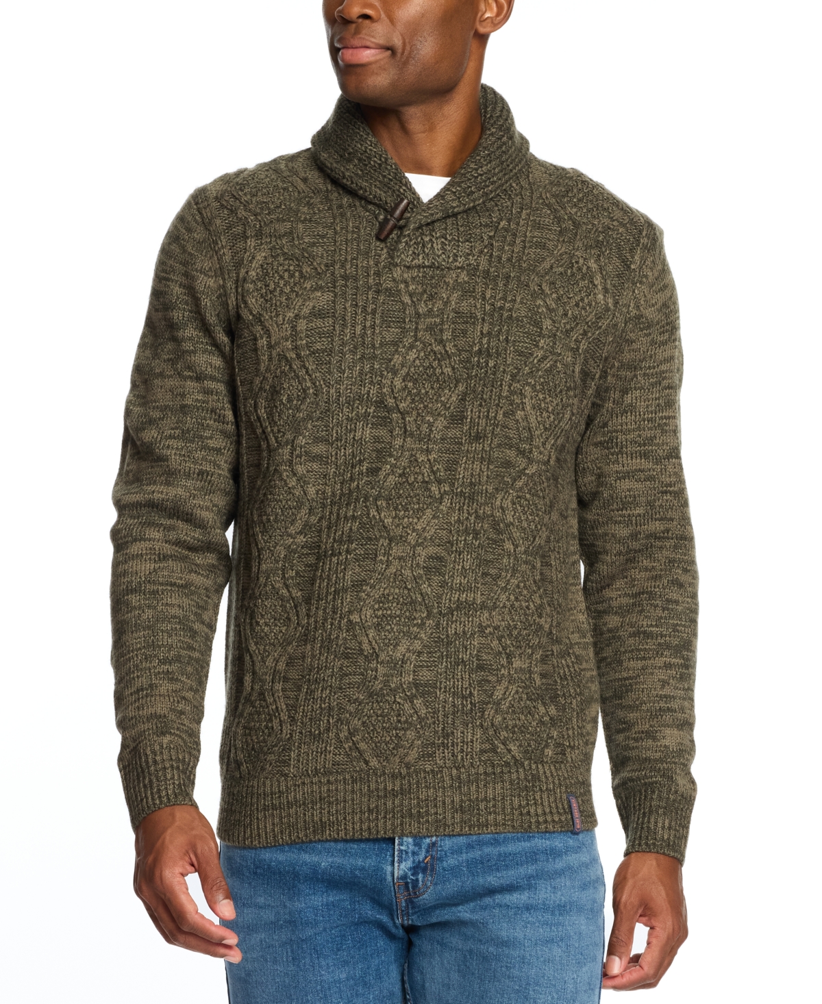 Weatherproof Vintage Men's Chunky Cable Knit Toggle Sweater