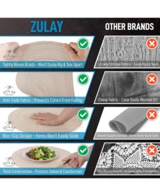 Braided Round Place Mats & Anti-Skid Placemat for Dining - Set of 6