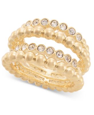 I.N.C. International Concepts - Crystal & Bead Four-Row Stack Ring