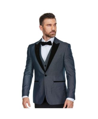 Men's 3-Piece Peak Lapel Satin Trim Tuxedo with Subtle Sheen