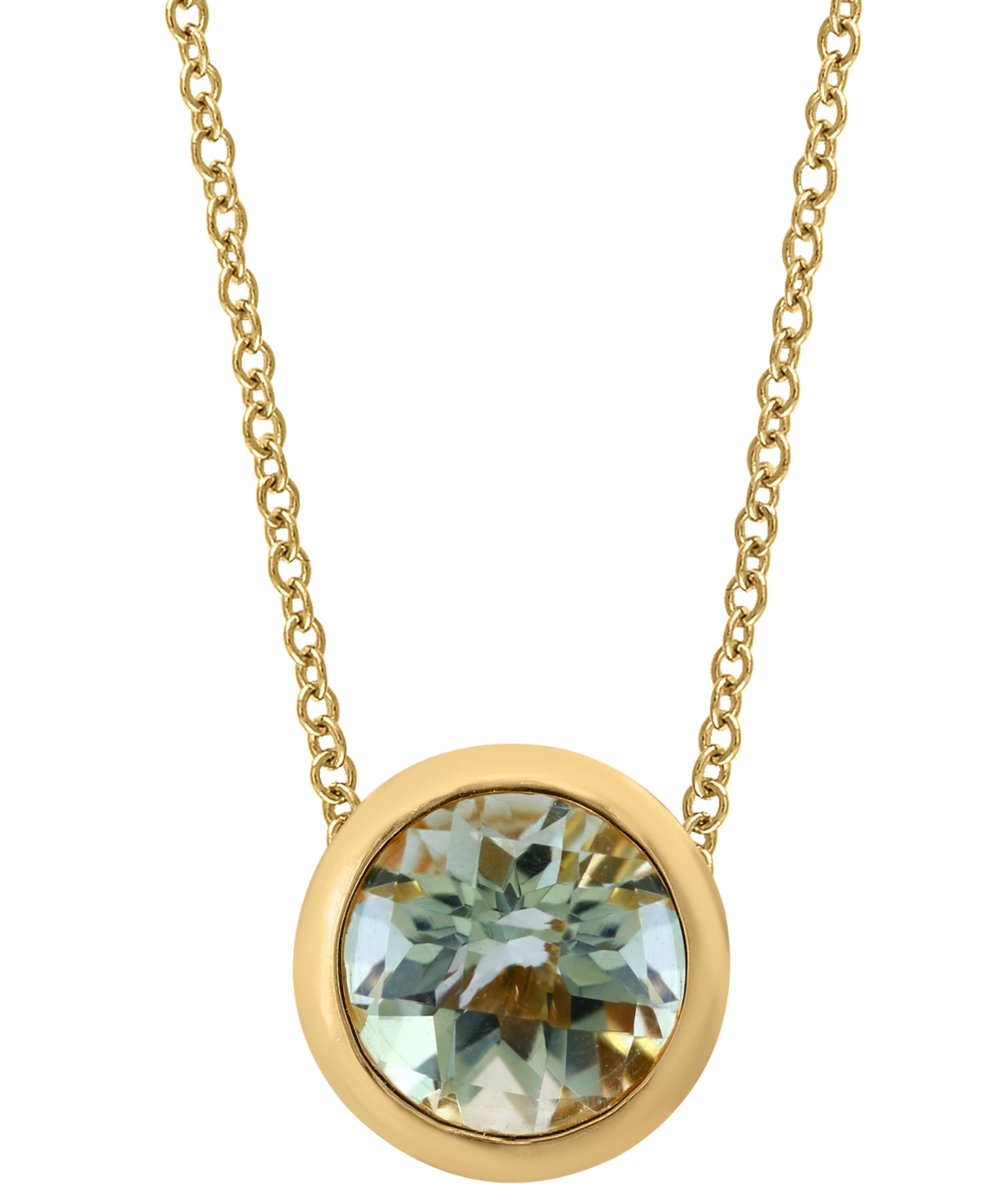 Shop Effy Collection Effy Round Gemstone 18" Pendant Necklace In 14k Gold Plated Silver In Green Quartz
