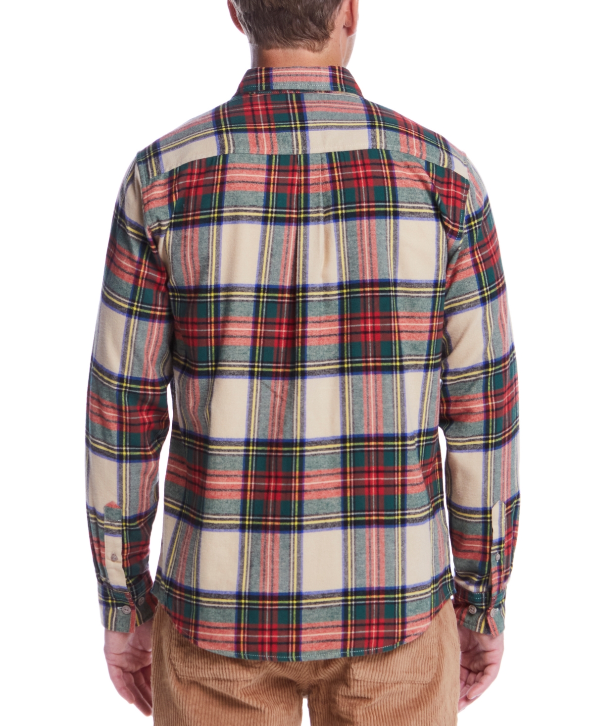Weatherproof Vintage Men's Plaid Flannel Shirt In Bold Beige