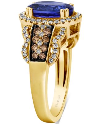 Blueberry Tanzanite (2-1/2 ct. t.w.) & Diamond (5/8 ct. t.w.) Halo Statement Ring in 14k White Gold (Also Available in 14K Rose Gold or 14k Yellow Gold)