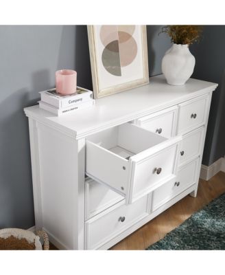 Modern 7-Drawer Dresser – White Cabinet with 7 Drawers, Perfect for Living Room or Farmhouse Closet Storage