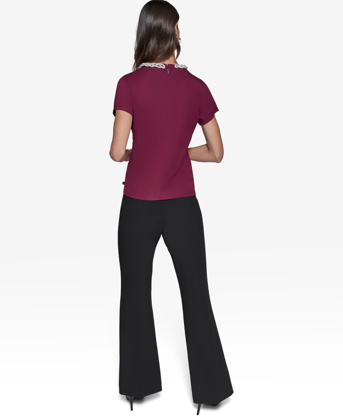 KARL LAGERFELD WOMEN'S EMBELLISHED SCOOP-NECK TOP