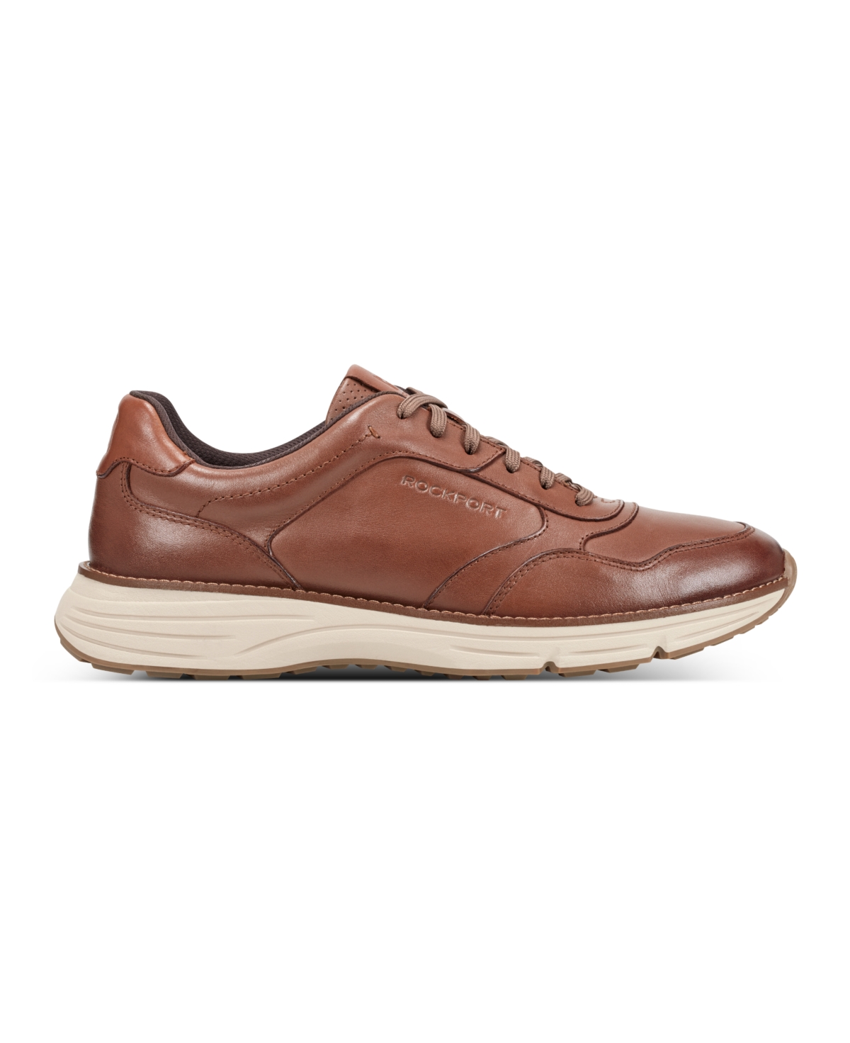 Rockport Men s Weston Casual Round Toe Lace Up Sneakers Medium Natural Leather Smart Closet