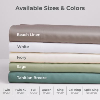 Classic 4-Piece Twill Sheet Set | Tahitian Breeze | Split King | Viscose Material |Extra soft, Cooling for Hot Sleepers, Corner Bands