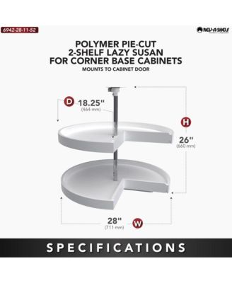 28'' Lazy Susan Pie-Cut Polymer 2-Shelf, White, 6942-28-11-52