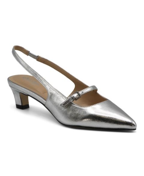 Женские туфли Charles by Charles David Adria Low Heel Dress Slingback, цвет: Серебристый