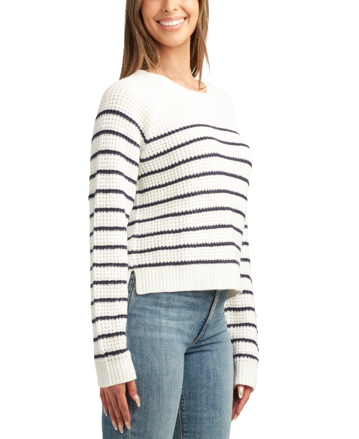 Bcx Juniors' Striped Waffle-Knit Long-Sleeve Pullover Sweater - Color 2