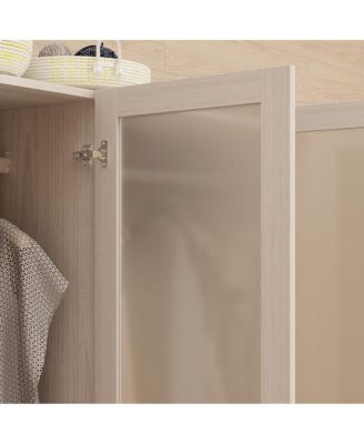 Glass Doors Armoires with Hanging Rods, Drawers and Shelves