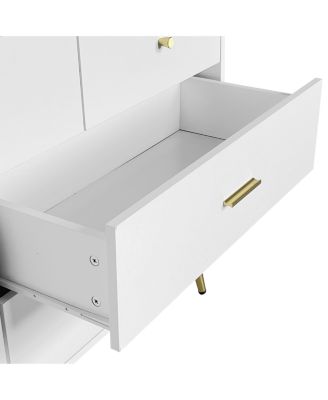 Modern Chest of Drawers – 7-Drawer Dresser with Golden Handles & Legs, Stylish Storage for Bedroom
