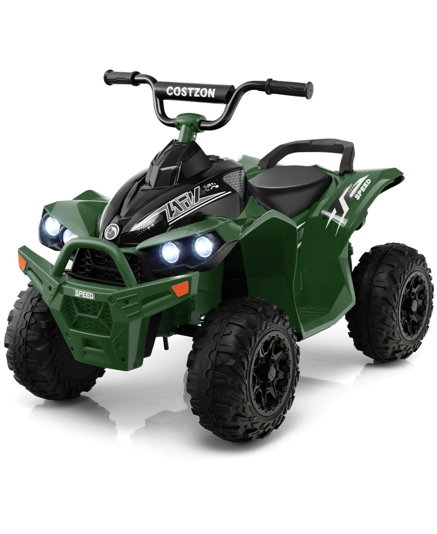 Детская игрушка Costway 12V Battery-Powered Electric 4-Wheeler Quad Ride-On ATV with MP3 & LED Headlights, 77 lbs, Ages 3-8, цвет: Зелёный — фото 1