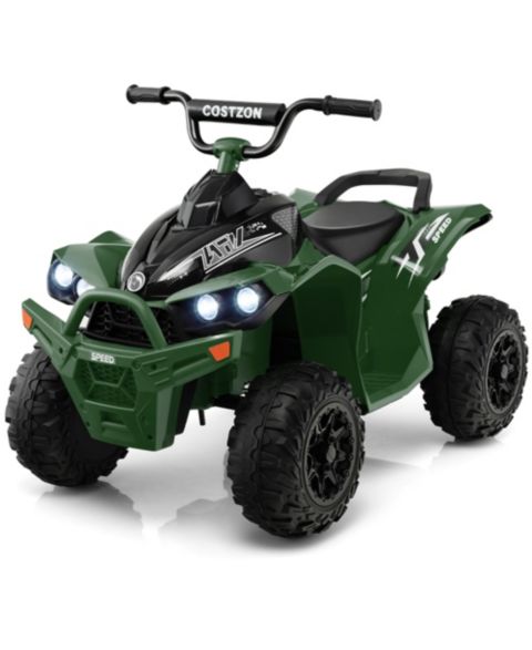 Детская игрушка Costway 12V Battery-Powered Electric 4-Wheeler Quad Ride-On ATV with MP3 & LED Headlights, 77 lbs, Ages 3-8, цвет: Зелёный