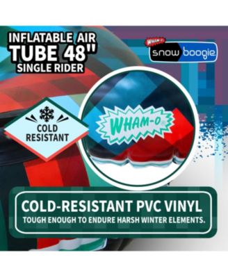 Inflatable Snow Tube, 48" Single/Double Rider Heavy Duty Air Tube, Hard Bottom Snow Sled with Handles