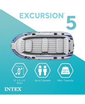 Excursion 5 Inflatable Fishing Boat Set with Transom Mount Trolling Motor
