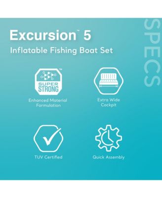 Excursion 5 Inflatable Fishing Boat Set with Transom Mount Trolling Motor