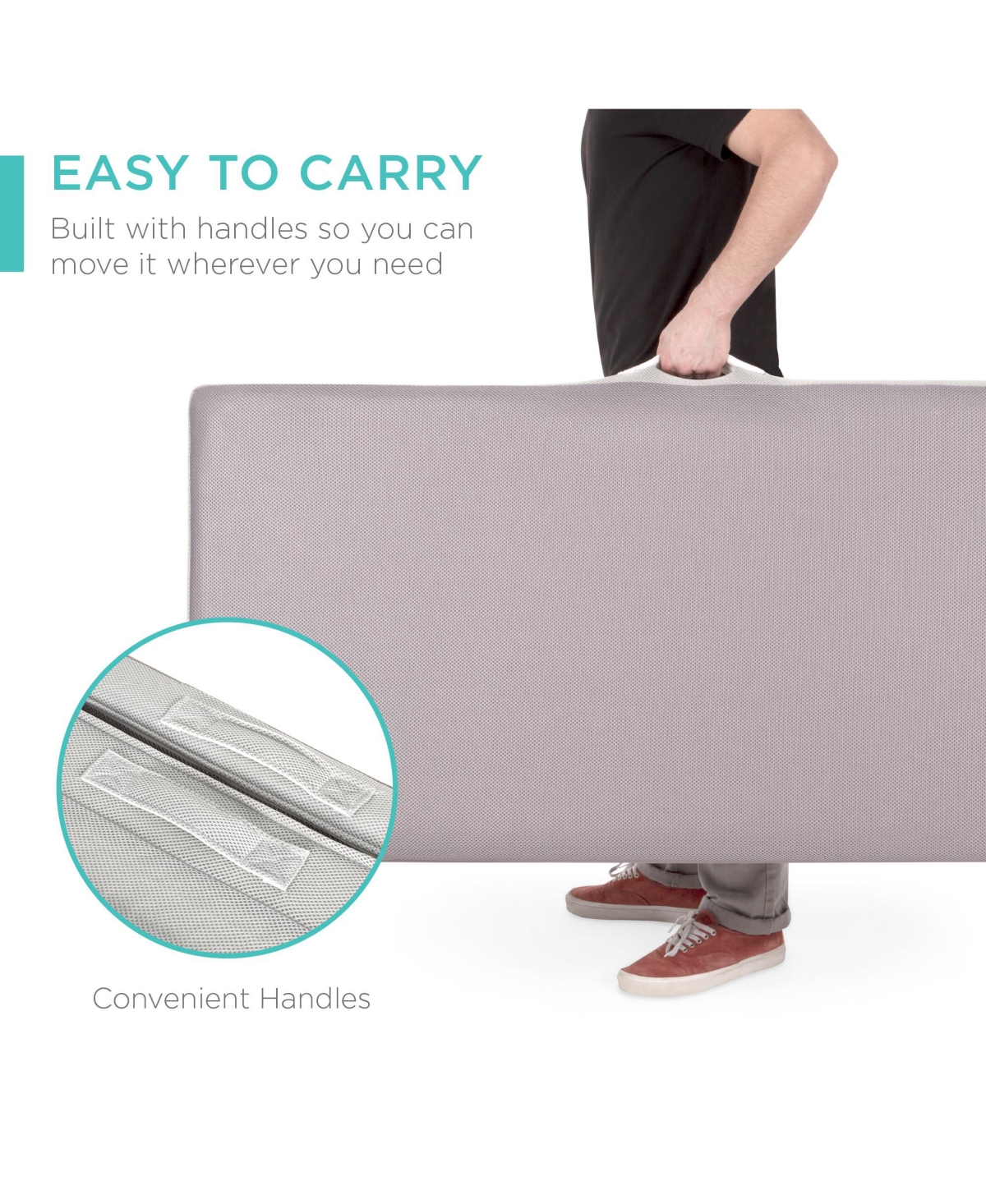 Best Choice Products 4in Thick Folding Portable Gray Mattress Topper w/ Carry Case