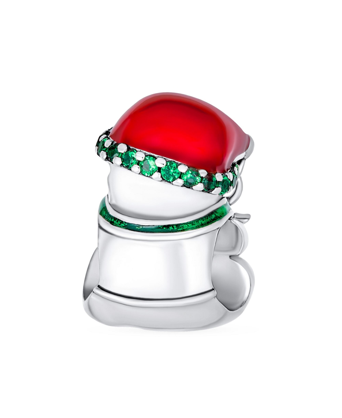 Bling Jewelry Holiday Cute Stuffed Animal Green ScarfHat Christmas Teddy Bear Charm Bead - Red