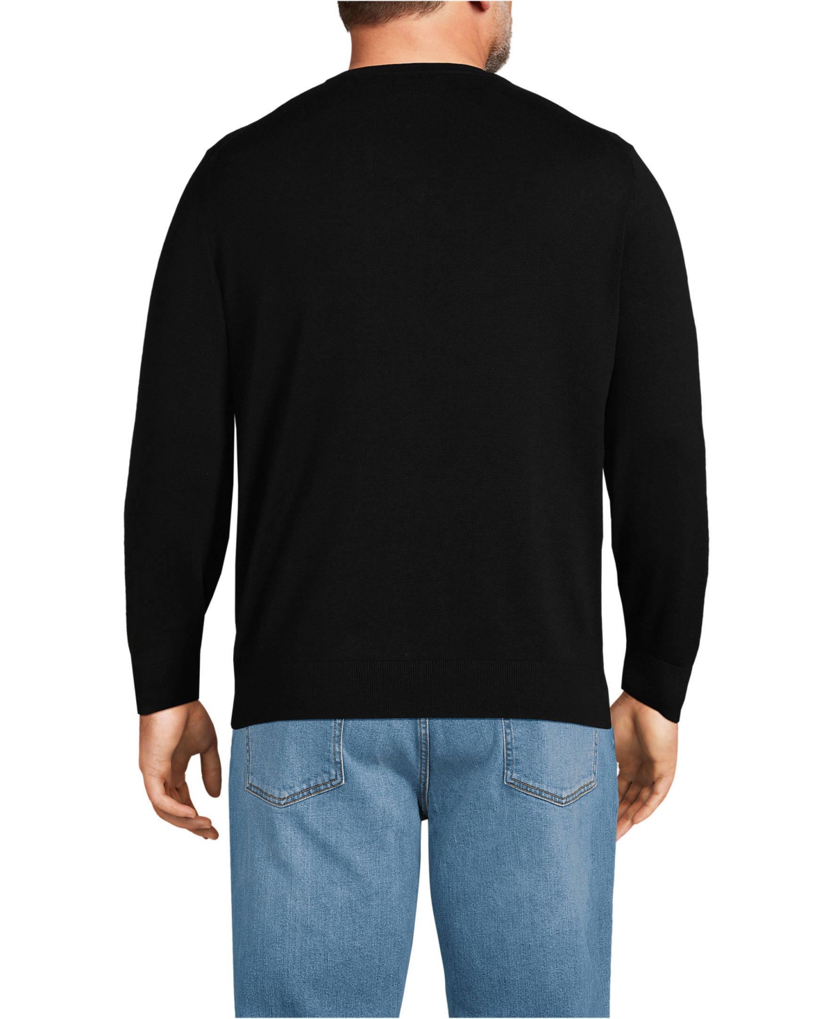 Lands' End Big & Tall Fine Gauge Cotton V Neck Sweater