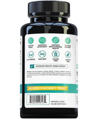 Youth Premium Anti-Aging Mix Capsules, Anti Aging Supplement for Women and Men s Longevity, Brain, Heart, Cell & Skin Support, 60ct