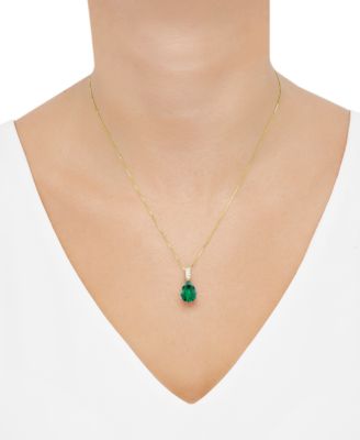 Lab Grown Sapphire (5 ct. t.w.) & Lab Grown Diamond (1/10 ct. t.w.) 18" Pendant Necklace in 14k White Gold